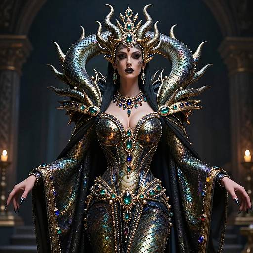 Exotic Gorgon Queen with Jewel Robe