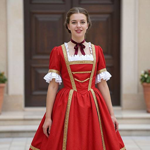 French National Costume Woman in Red