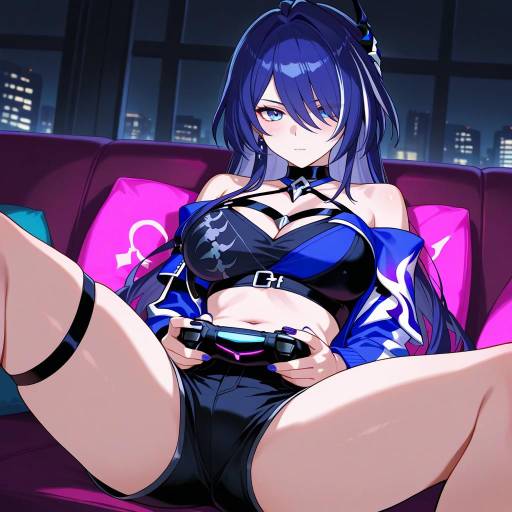 Anxious Gamer Girl in Neon City