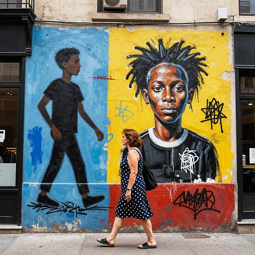 Polka Dot Stroll with Basquiat Art