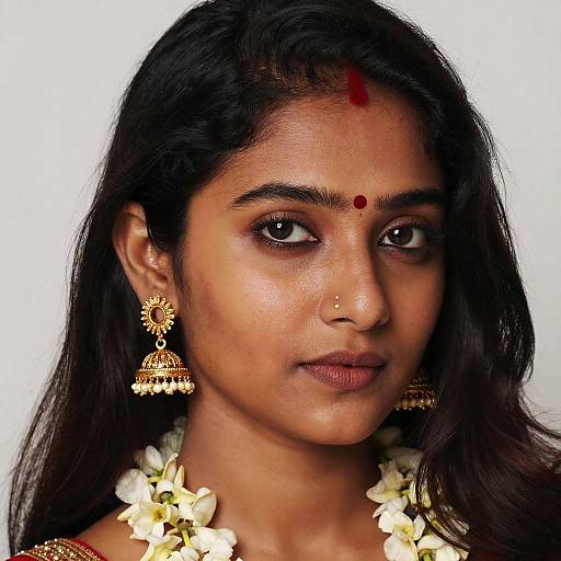 Elegant Indian Woman with Jasmine Flowers