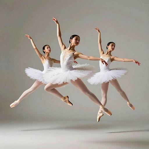 Elegant Ballet Dancers Mid-Leap