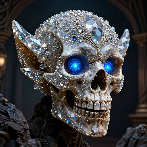 Crystallized Troll Skull in Dark Academia