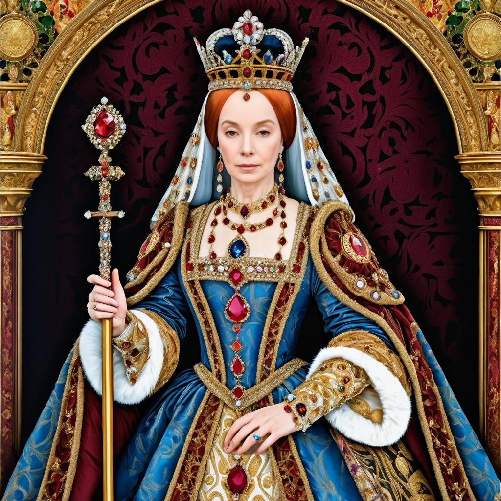 Regal Queen Portrait in Holbein Style