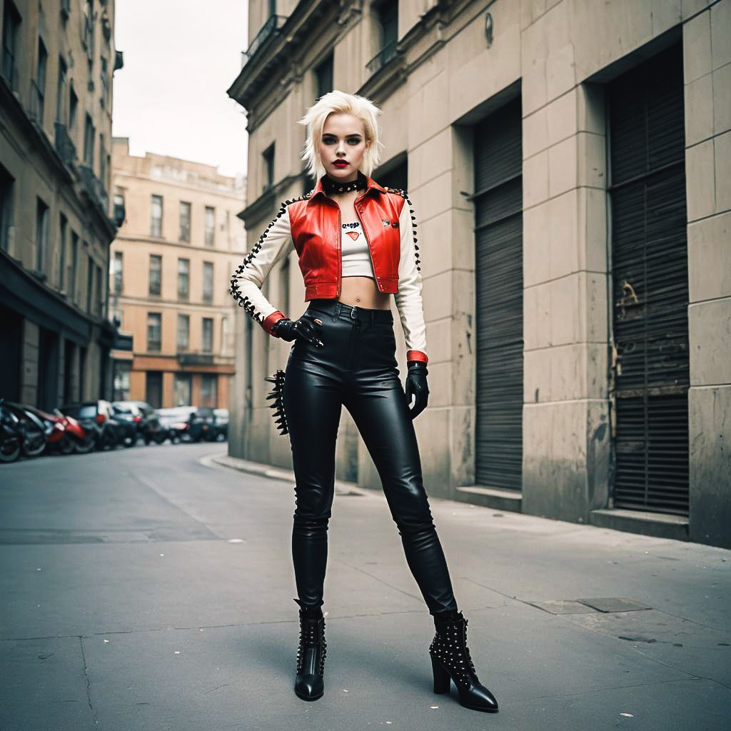 Confident Street Performer in Harley Quinn Outfit