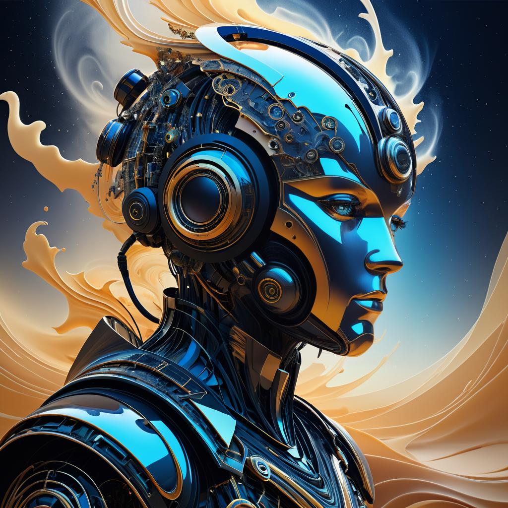 Ethereal Robot Portrait in Sandstorm