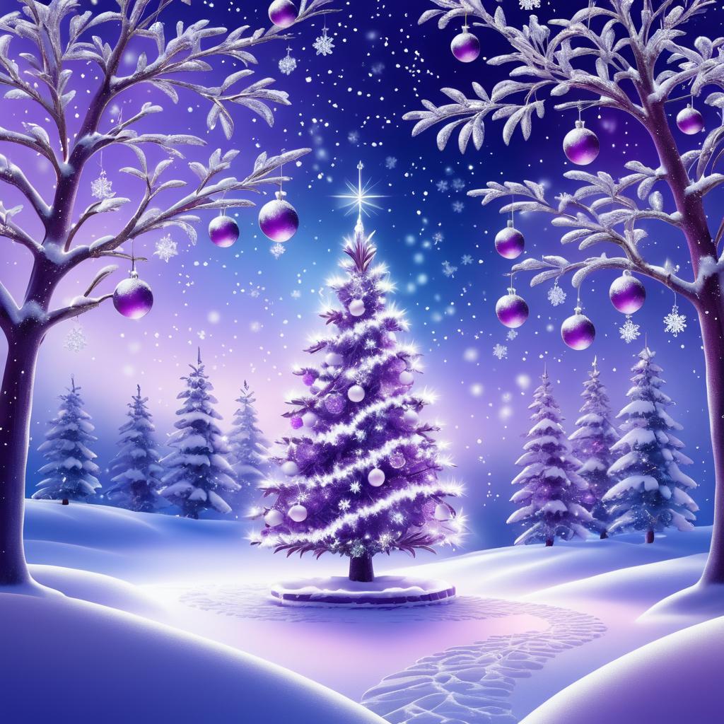 Magical Plum Christmas Tree Scene