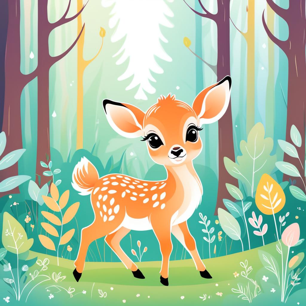 Whimsical Baby Fawn in Forest Glade