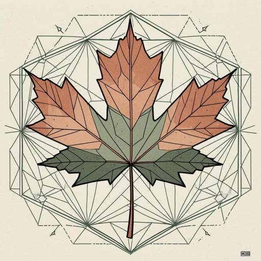 Minimalist Maple Leaf Illustration with Geometric Lines