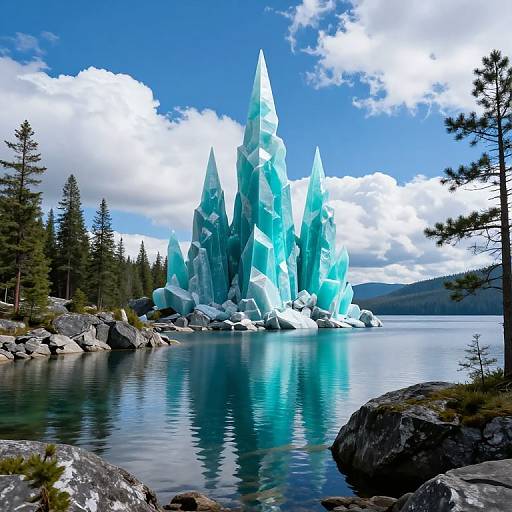 Turquoise Spires Over Tranquil Lake