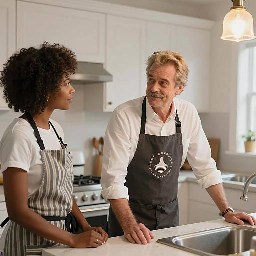 Cozy Kitchen Scene with Diverse Chefs