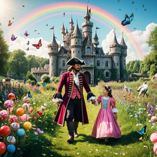 Pirate and Girl in Fairytale Garden