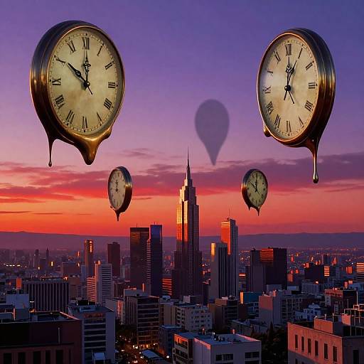 Surreal Futuristic Cityscape at Sunset