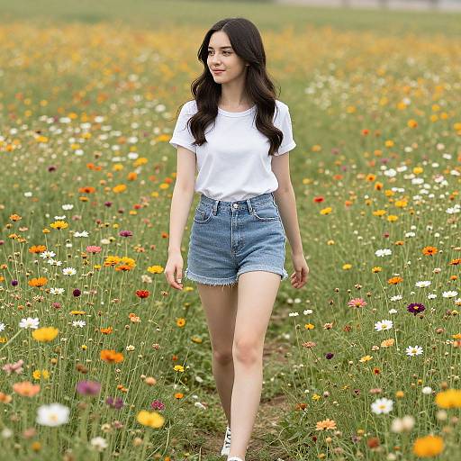 Young Woman in Flower Field