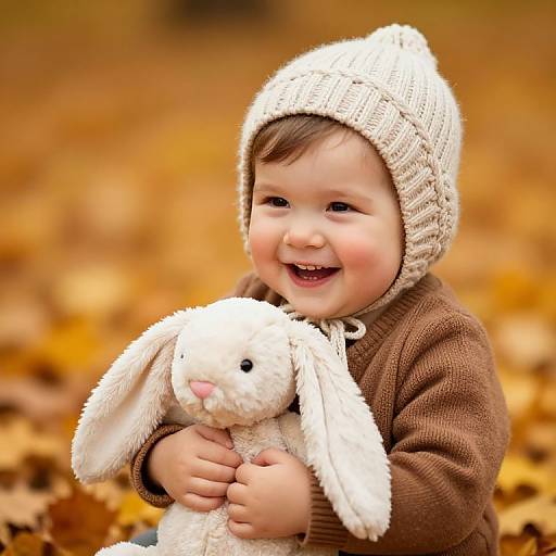 Smiling Toddler with Stuffed Bunny
