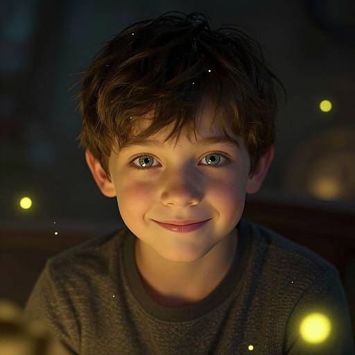 Mystical Boy with Fireflies