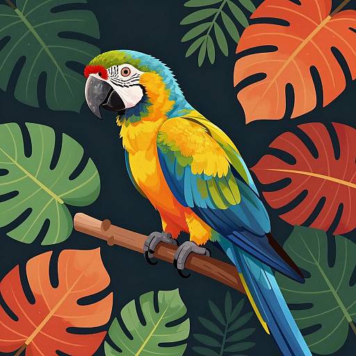 Vibrant Tropical Parrot Illustration