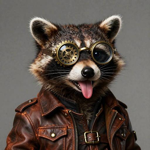 Steampunk Raccoon in Aviator Jacket