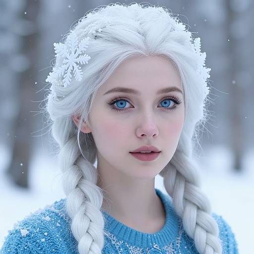 Winter Forest Portrait with Snowflakes