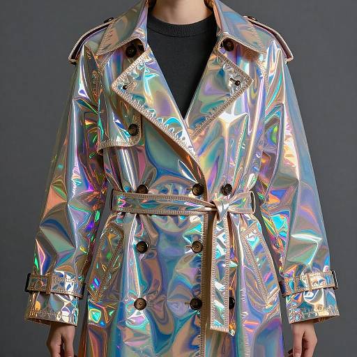 Iridescent Nanofilm Reflective Trench Coats