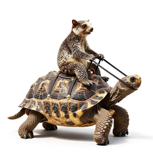 Chipmunk Riding Tortoise Cartoon