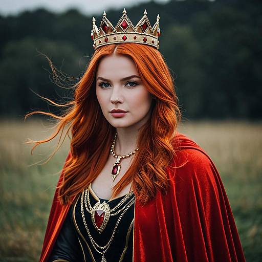 Woman in Red Queen Costume with Crown
