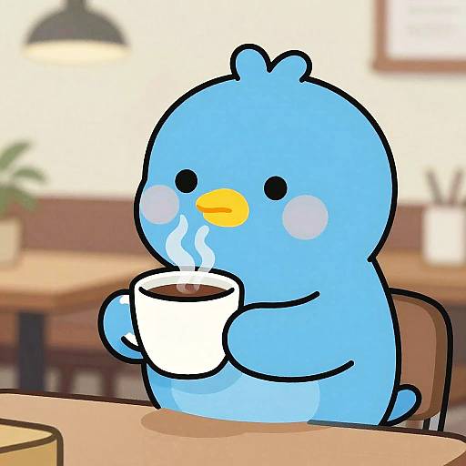 Cozy Bluebird Coffee Doodle