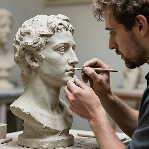 Master Sculptor Crafting Lifelike Bust