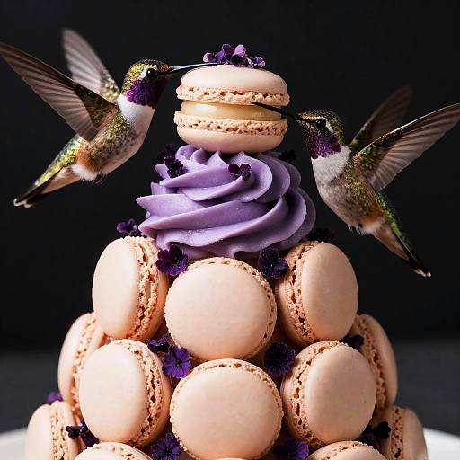 Photorealistic Lavender Macaron Tower