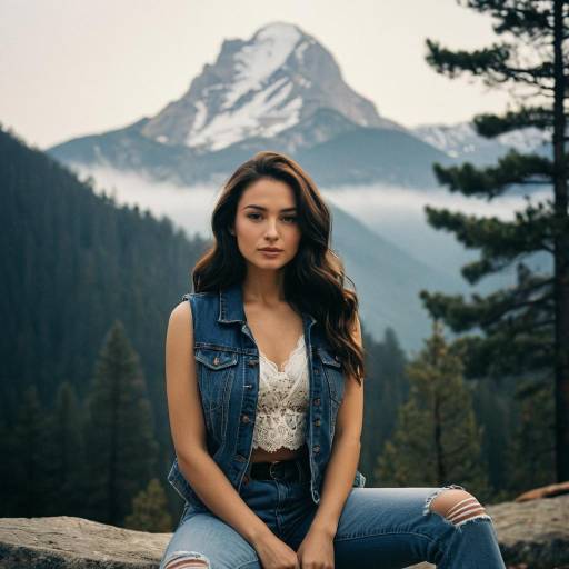 Young Woman Sitting in Mountain Landscape