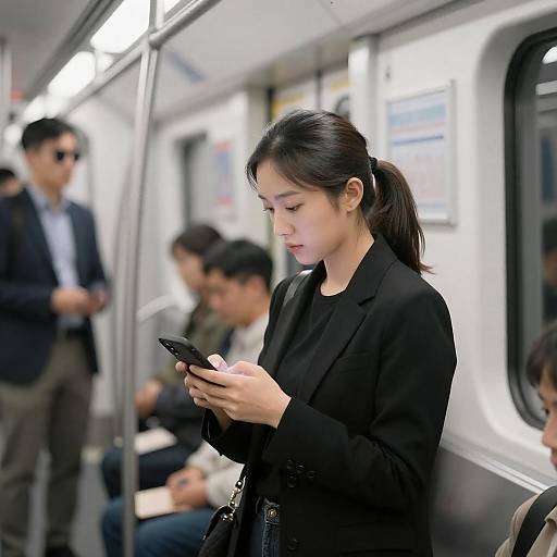 Subway Scene with Focused Commuter