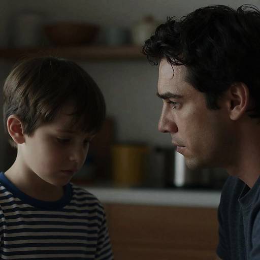 Serious Moments: Man and Boy in Profile