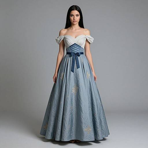 Realistic Girl in Black Ballgown