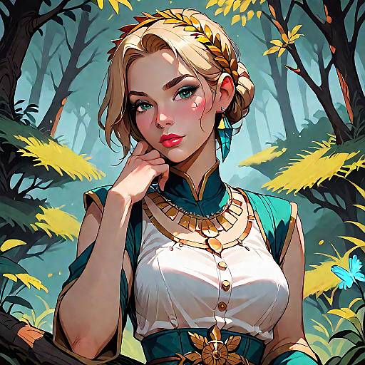 Greek Goddess Hunter in Forest