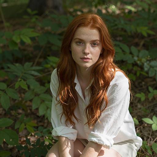 Serene Woman in Sunlit Forest