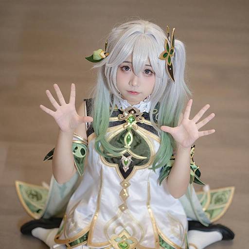 Fantasy Portrait with White and Green Hair