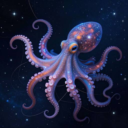 Ethereal Octopus Weaving Cosmic Fate