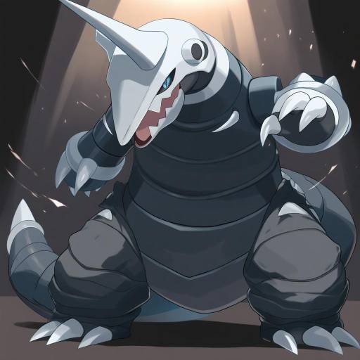 Illustration of Aggron, pokemon in the style of Fujieda uzuki