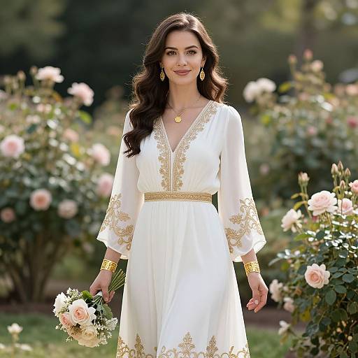 Graceful Woman in Sunlit Garden