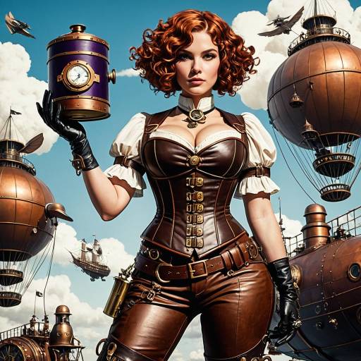 Steampunk Airship Captain with Copper Hair