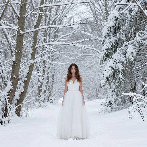 Snow White in Winter Forest