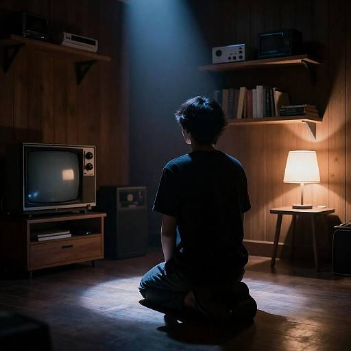 Mysterious Blue Light in Dim Room