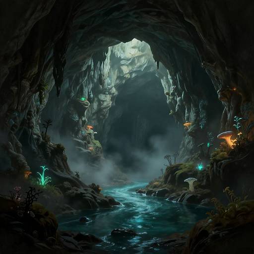 Bioluminescent Fantasy Cave Concept