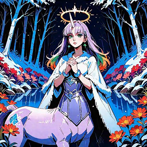 Haloed Rainbow Centaur Unicorn Druid Night