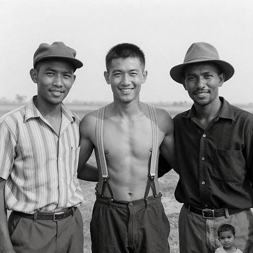 Black-and-White Trio in Open Landscape