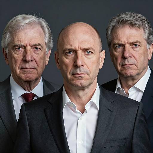 Serious Portrait of Three Middle-Aged Men