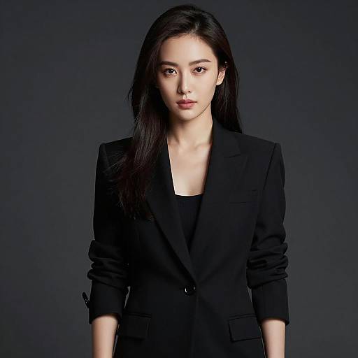 Elegant Woman in Modern Black Blazer