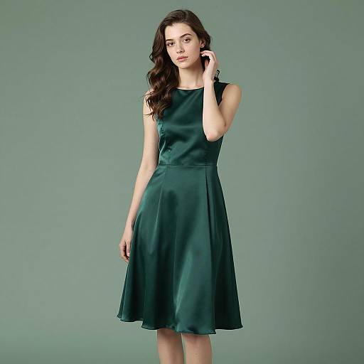 Young Woman in Green Satin Dress