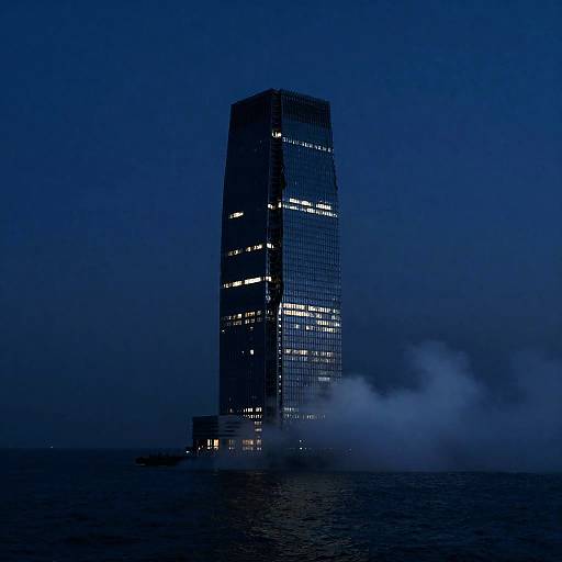 Surreal Floating Skyscraper in Ocean