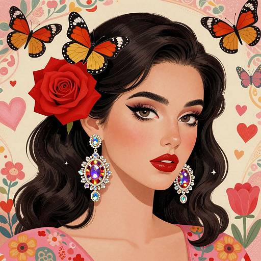 Vibrant Retro Woman with Bling Accessories